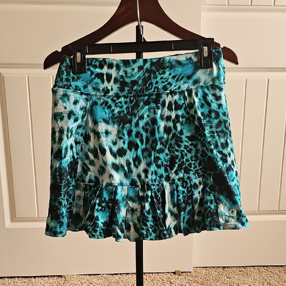 SassyFun Dona Jo Electric Blue and Black Ruffled Tennis Or Pickleball Skirt - Picture 3 of 7